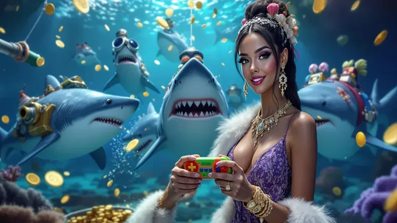 Visual target ikan dan aksi meriam dalam permainan tembak ikan